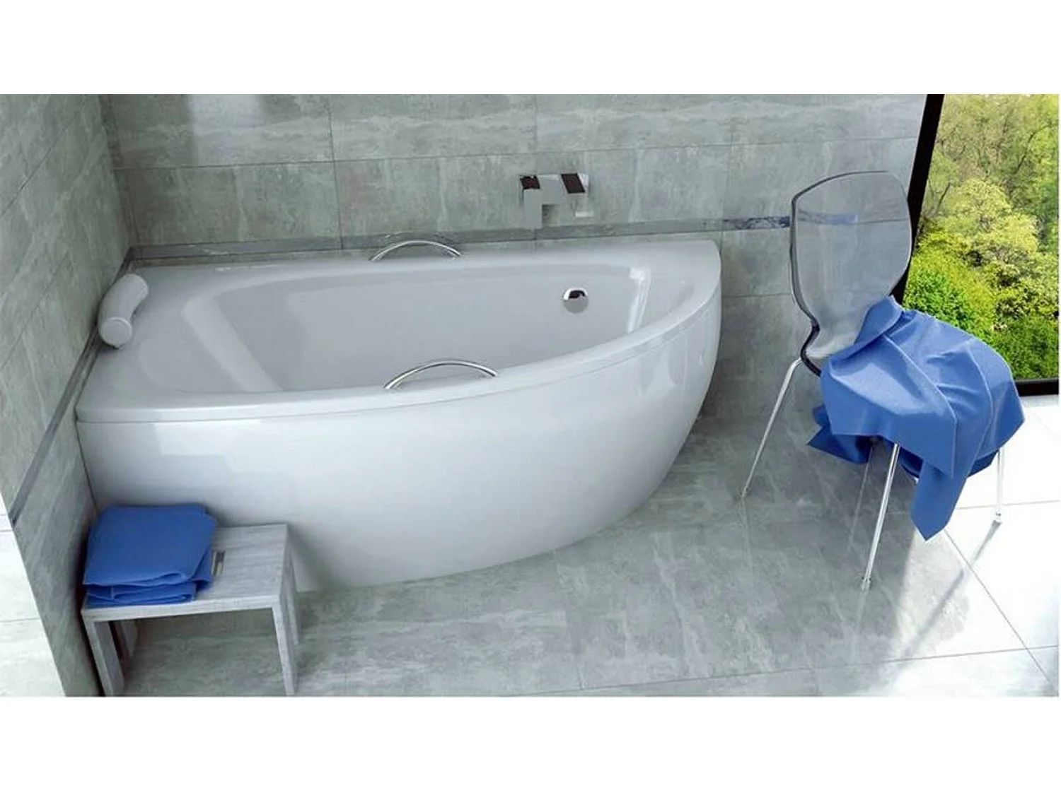 Baignoire d'angle MARINA angle GAUCHE avec tablier