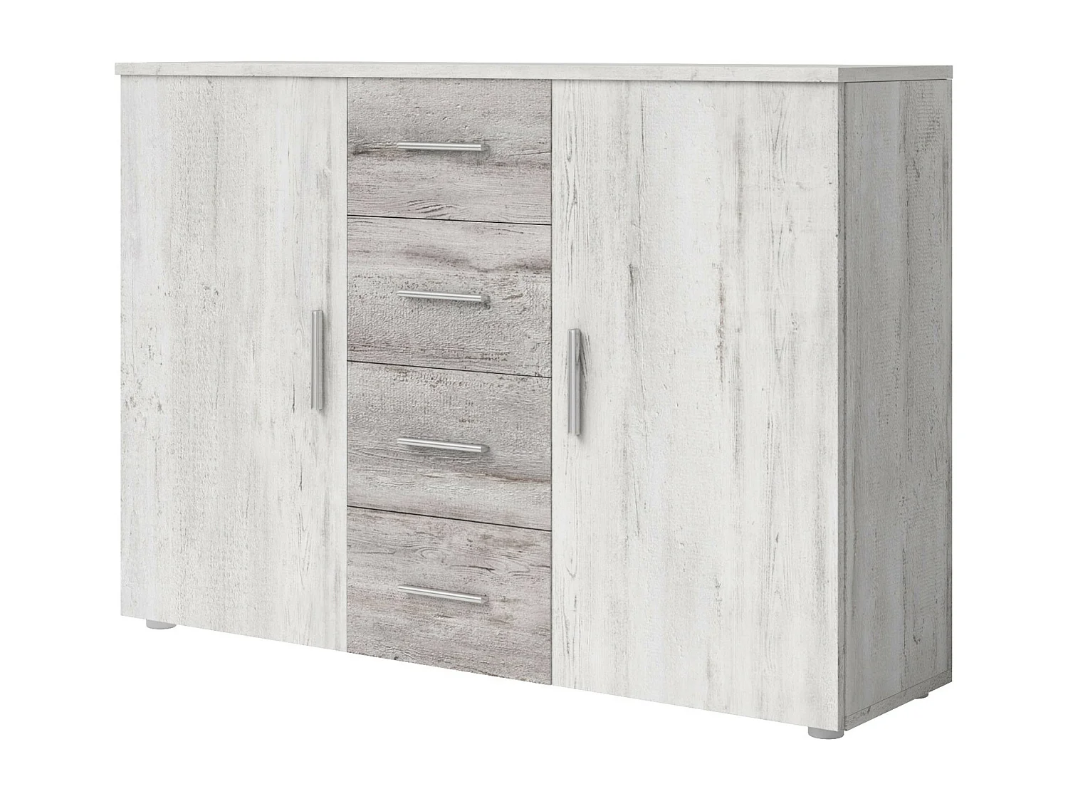 Chambre VERA 180x200 cm , blanc et gris cérusé - SANS ARMOIRE