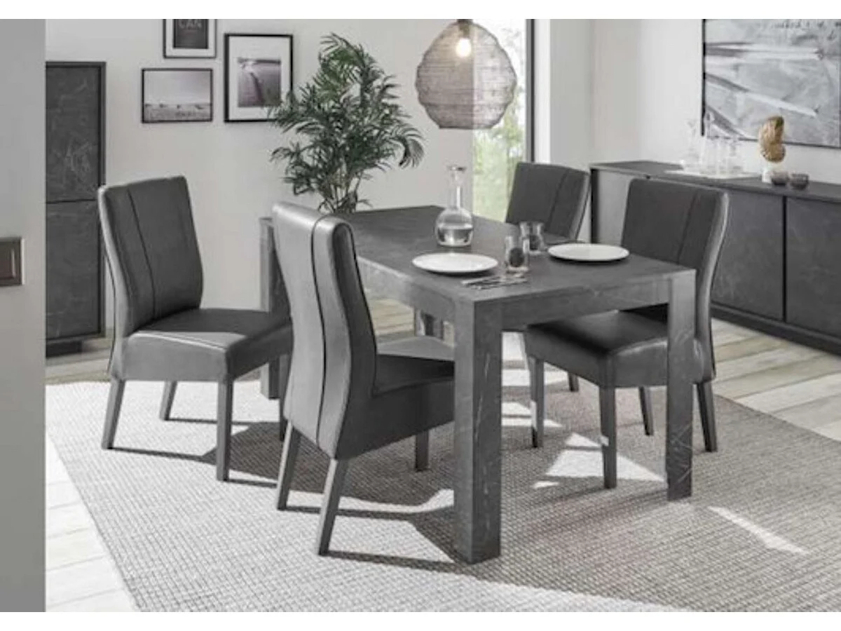 Table extensible CARRARA marbre gris anthracite 137-185 x 79 x 90 cm