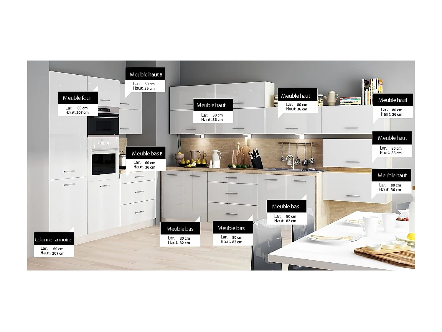 Ensemble Cuisine Kyllian 500 cm sur mesure