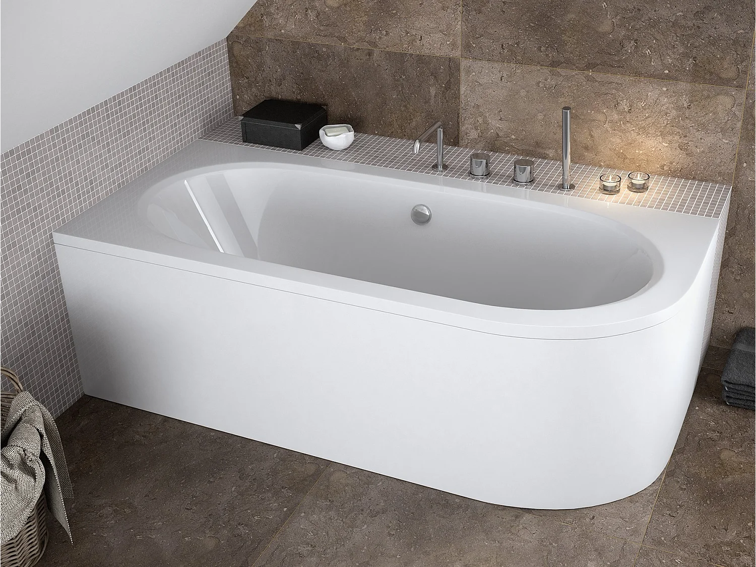 Baignoire HILIO GAUCHE avec tablier 150-160-170-180 - Dimensions: 170cm