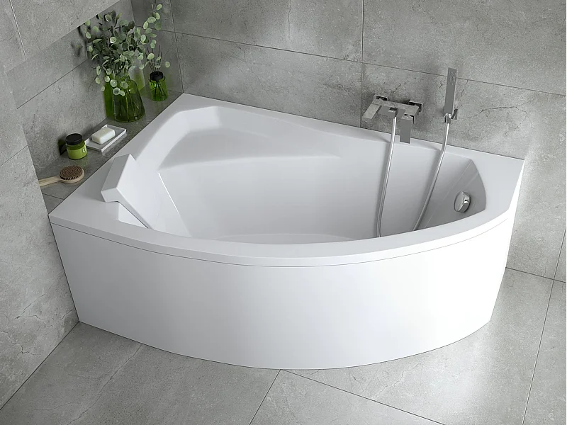 Baignoire d'angle gauche RIMA 130-140-150-160-170 cm avec tablier - Dimensions: 150cm