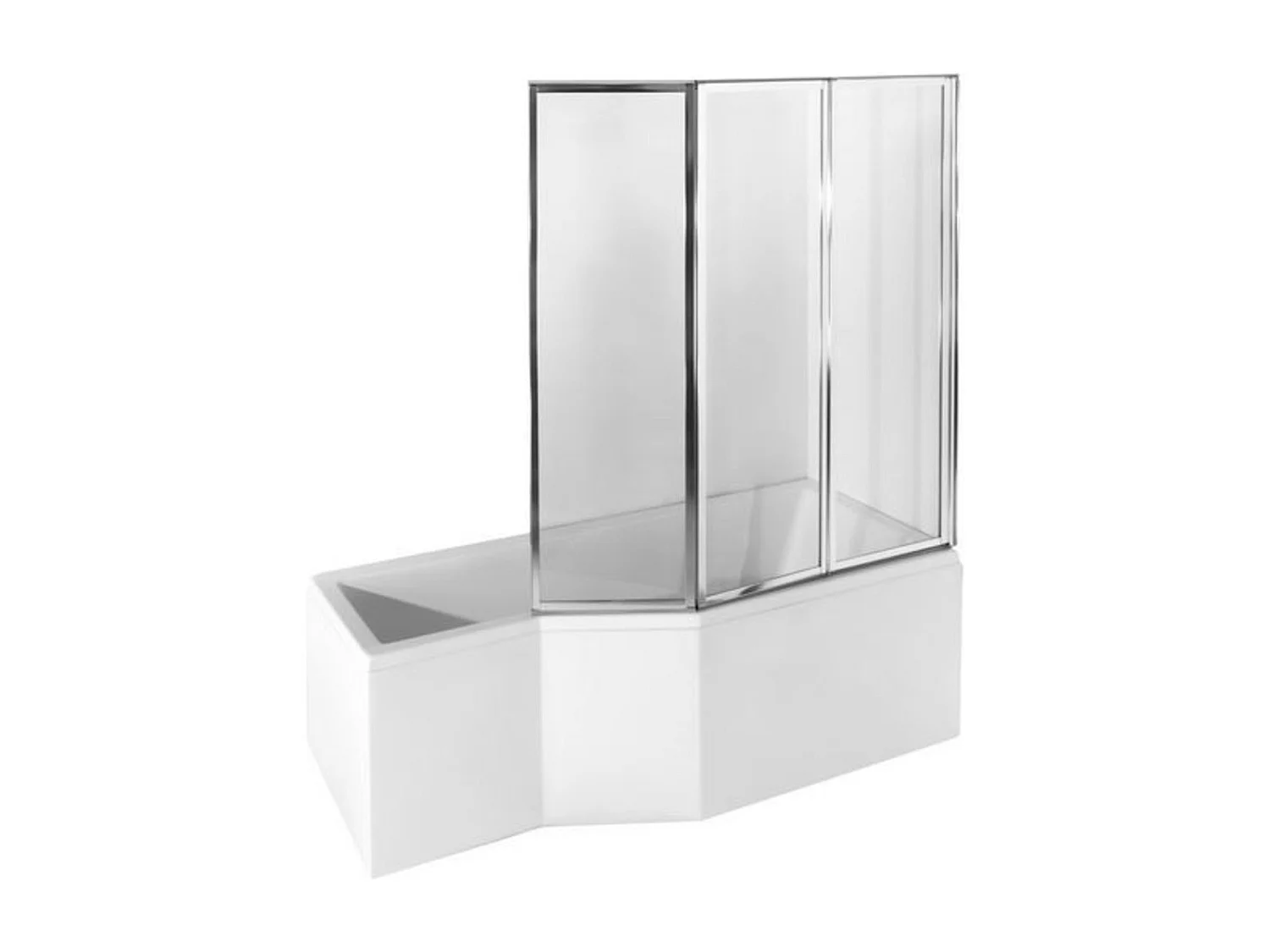 Baignoire asymétrique INTEGRA 150-170 cm x 75 cm + pare baignoire - Angle: Droit - Dimensions: 150cm