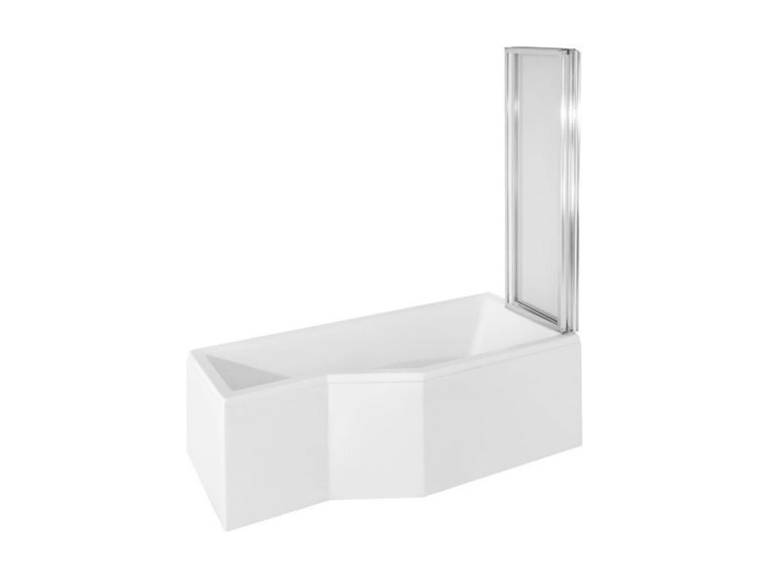 Baignoire asymétrique INTEGRA 150-170 cm x 75 cm + pare baignoire - Angle: Droit - Dimensions: 150cm