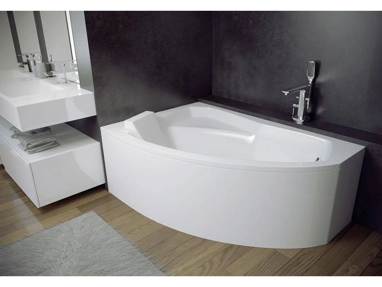 Baignoire d'angle gauche RIMA 130-140-150-160-170 cm avec tablier - Dimensions: 130cm