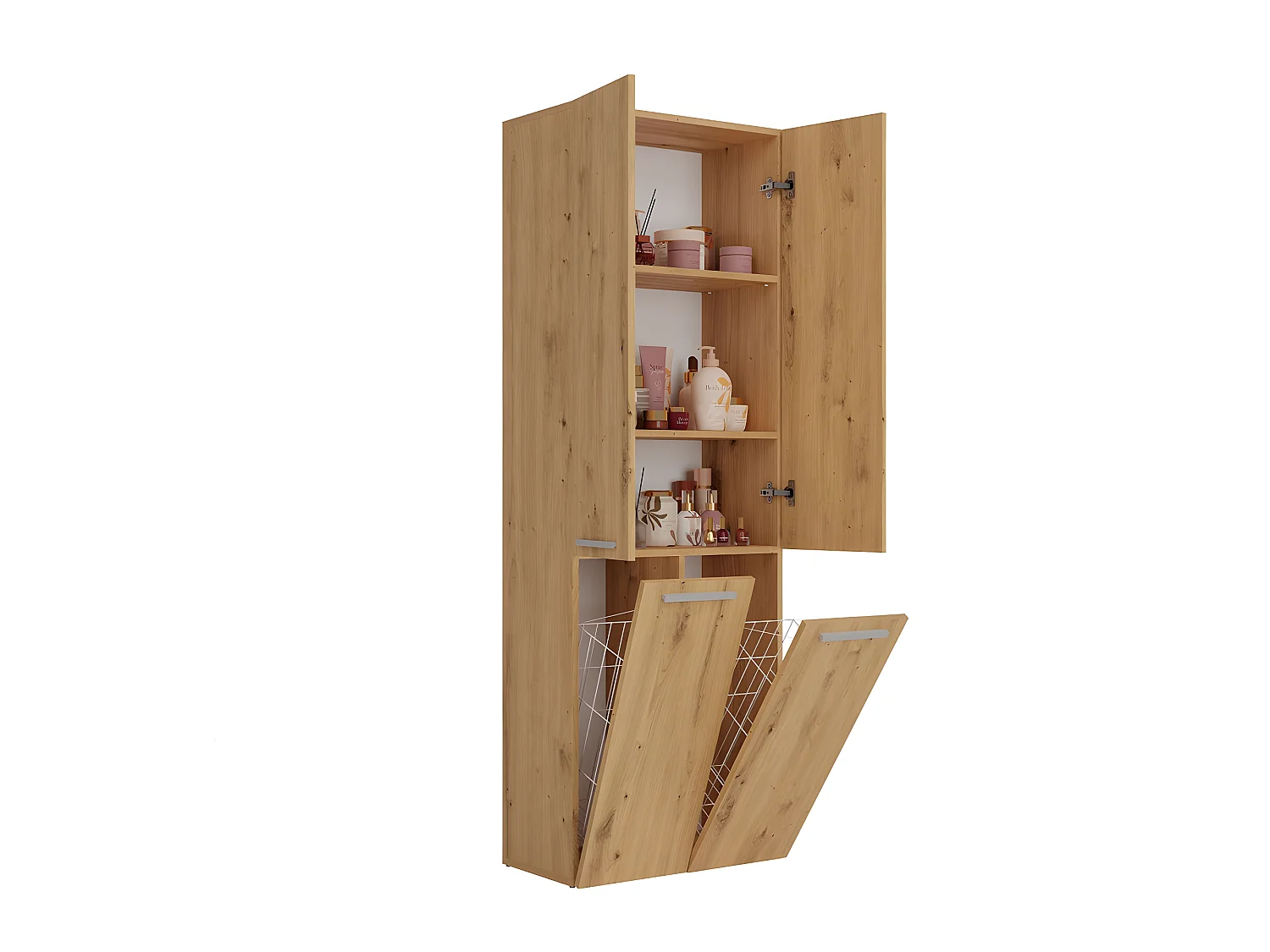 ELLOS - Badezimmerschrank mit 2 Reihenkörben - Aufbewahrung im Bad - 174x60x30 - Hochschrank