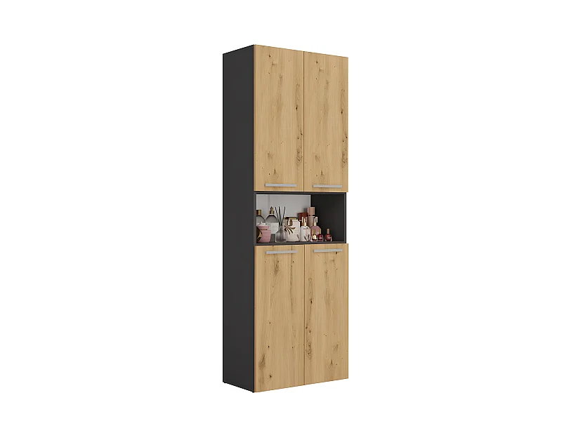 MOBY - Badezimmerschrank mit 2 Reihenkörben - Badaufbewahrung - 174x60x30 - Hochschrank