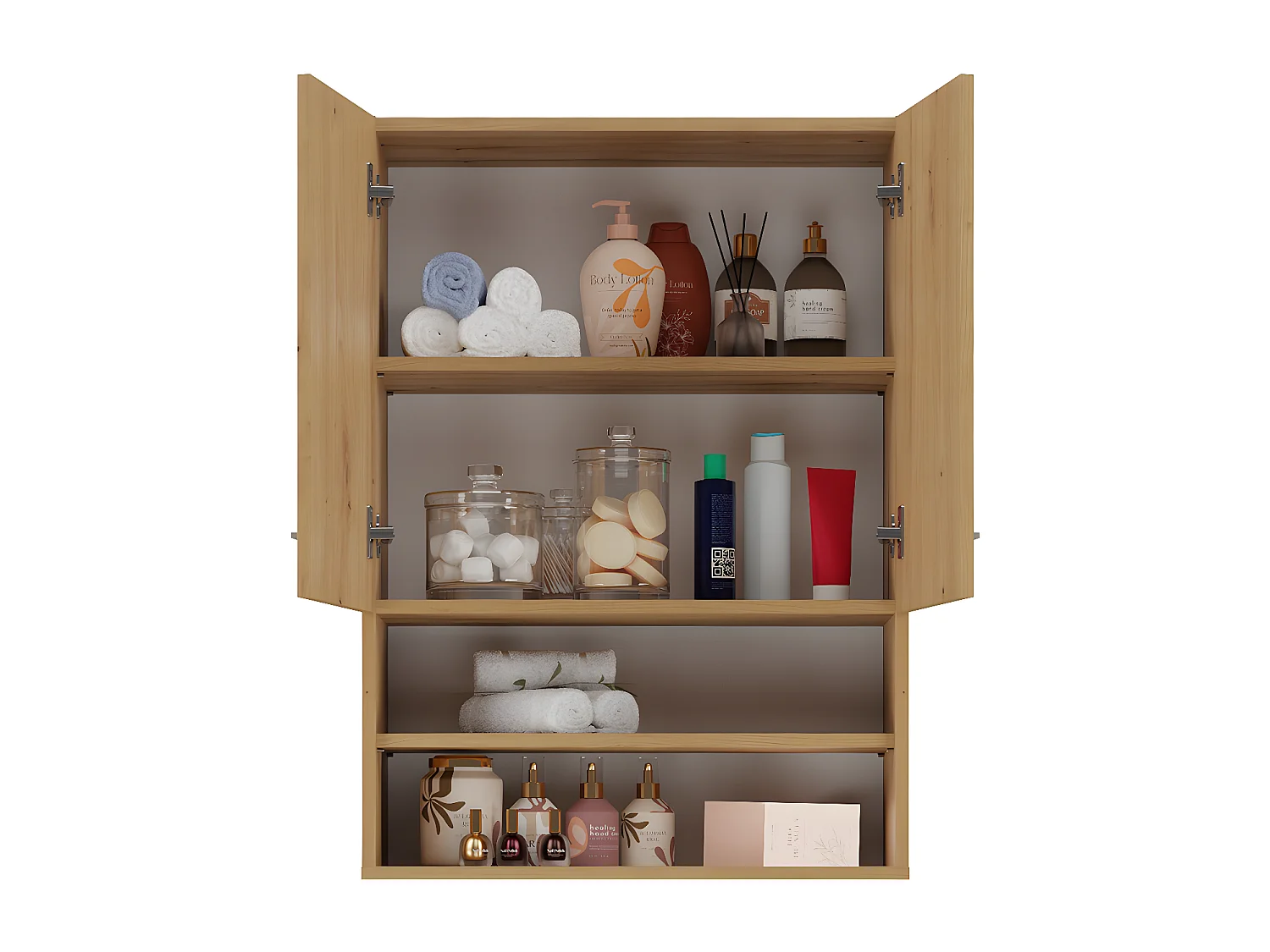 NELLIO - Armoire de toilette murale - Meuble SDB à suspendre - 64x30x90 cm - Rangement Salle de bain