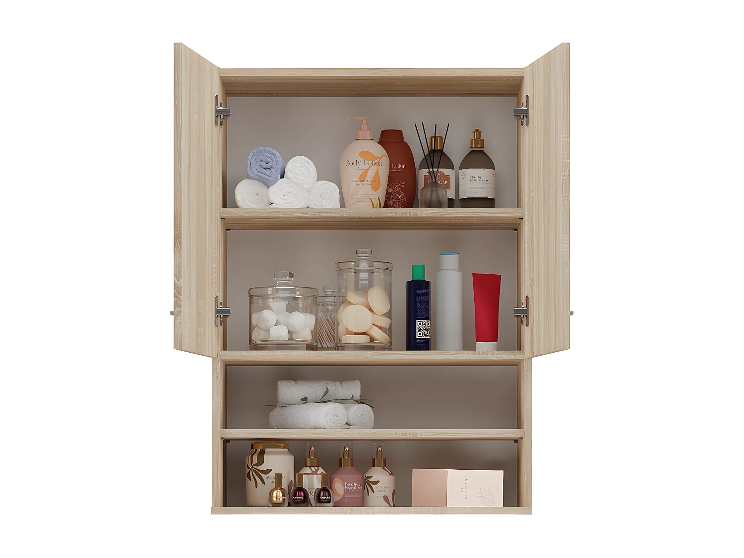 NELLIO - Armoire de toilette murale - Meuble SDB à suspendre - 64x30x90 cm - Rangement Salle de bain