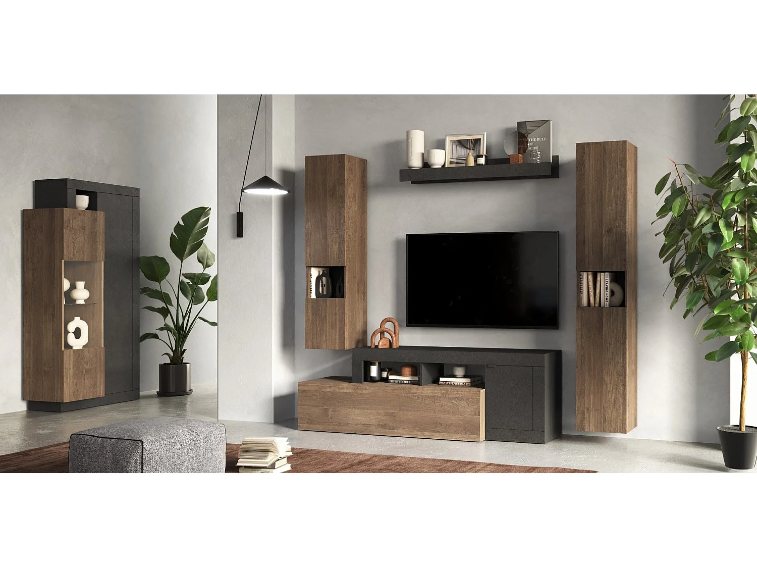 Ensemble meuble TV FREEDOM Lave-chêne Mercure 245 x 195 x 35 cm