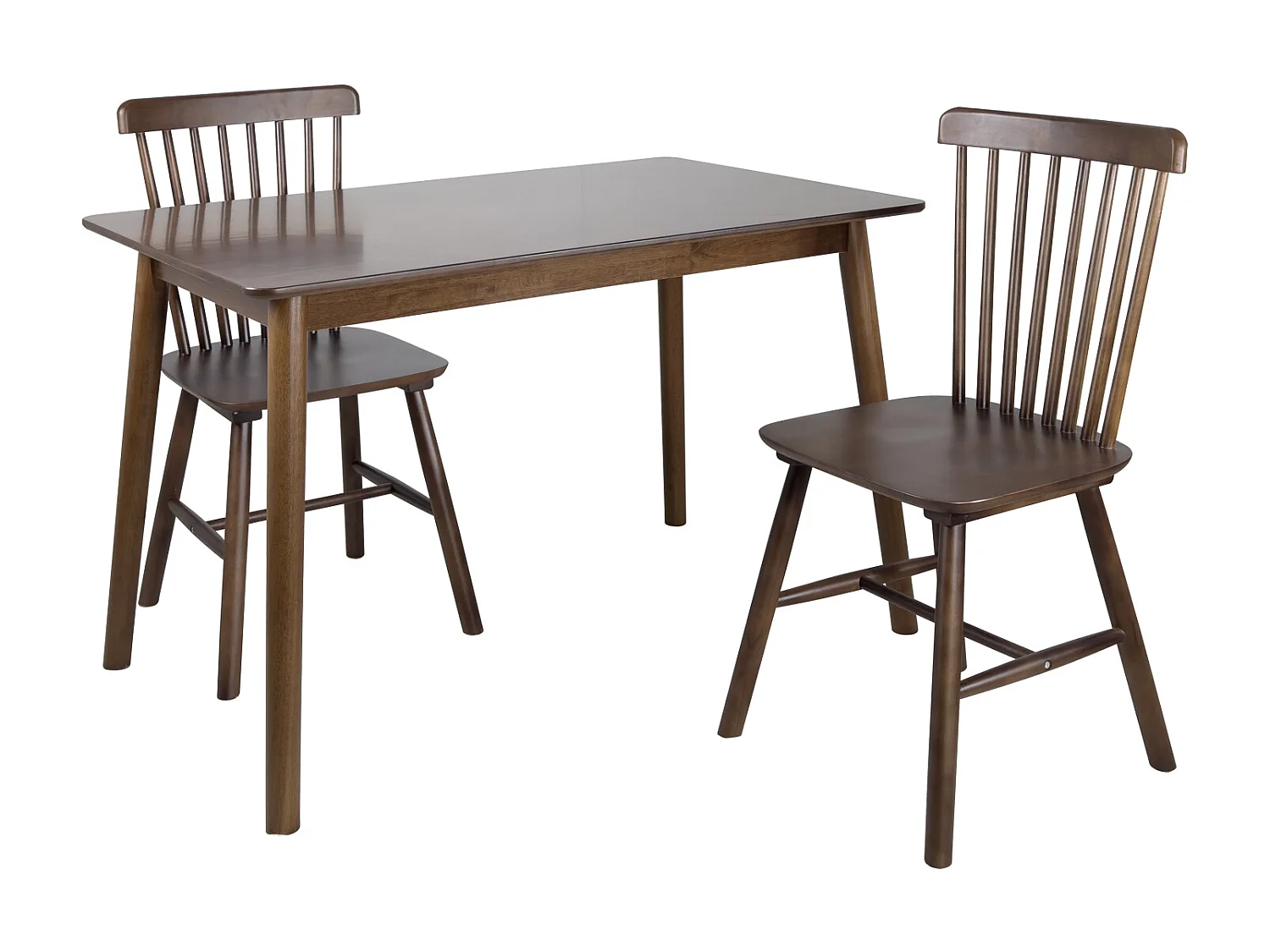 Table de cuisine rectangulaire bois massif verni 120 x 75 cm, jusqu'à 4 personnes NITA (Bois Foncé)