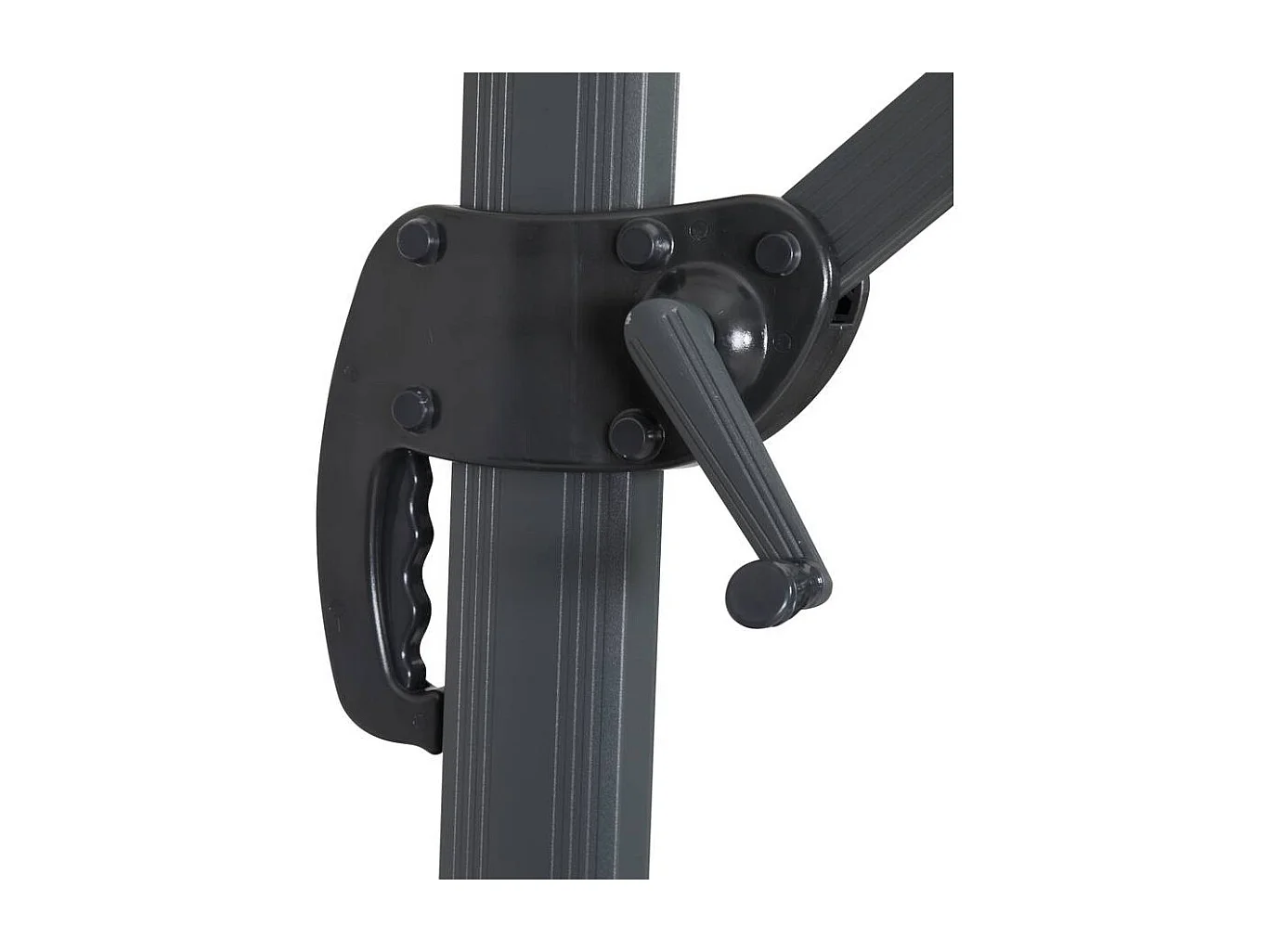 Parasol jardin déporté Alu "Sun 3" - Carré - 3 x 3 m - Gris - Dalles incluses