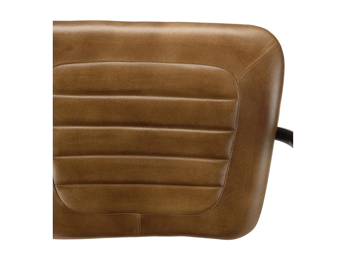 MARCEL - Fauteuil roulettes assise cuir accoudoirs en bois de manguier