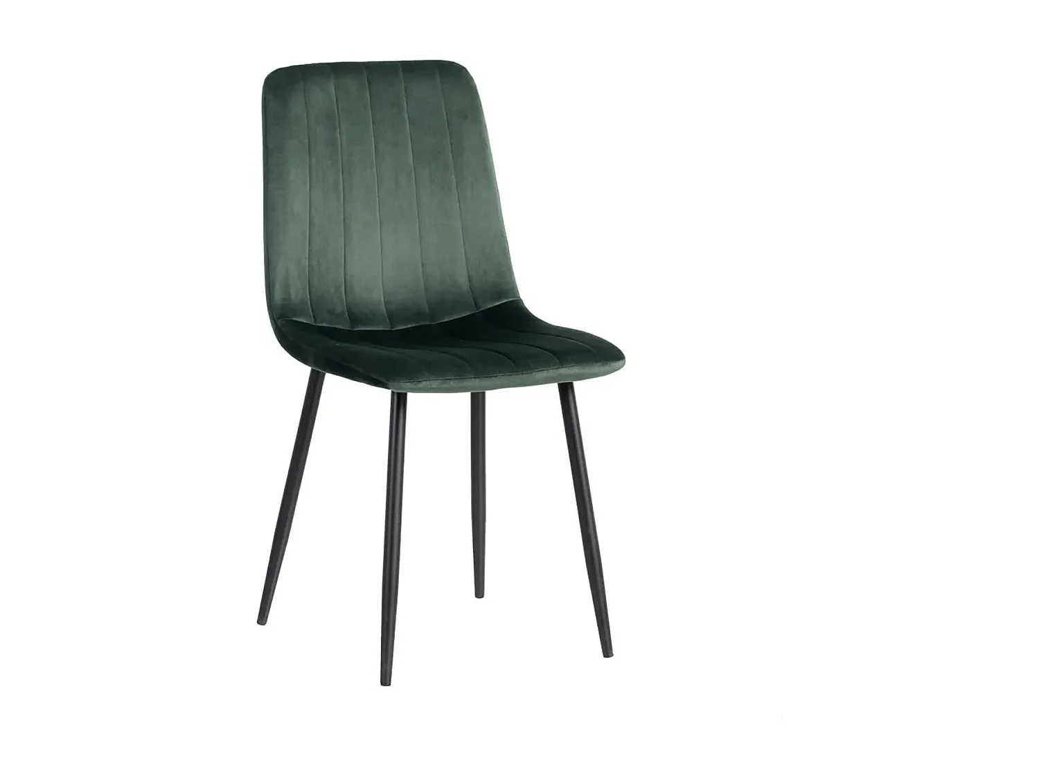LIZIO - Lot de 4 Chaises Surpiqures Lignes Tissu Vert Foncé