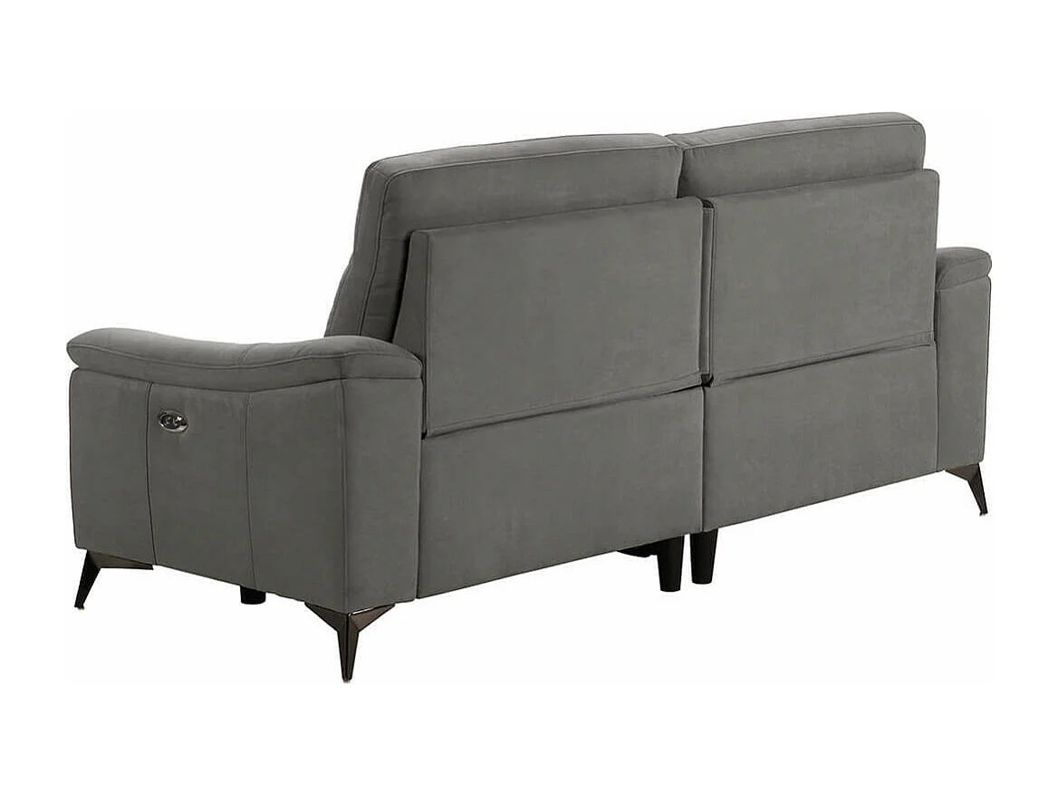 BRAGA - Canapé Relax Electrique 3 Places Microfibre Gris Foncé Pieds Métal