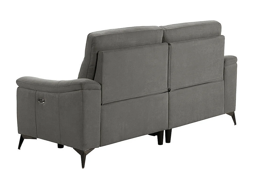 BRAGA - Canapé Relax Electrique 2 Places Microfibre Gris Foncé Pieds Métal