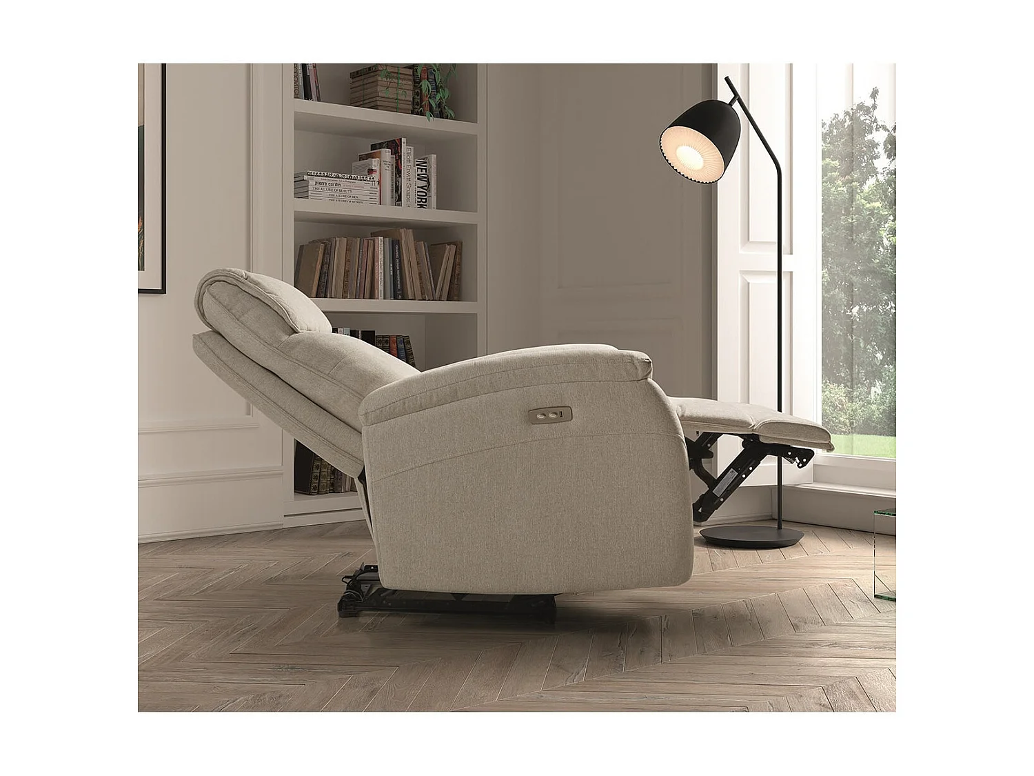 SARAGOSSE - Fauteuil Electrique Tissu Polyester Beige