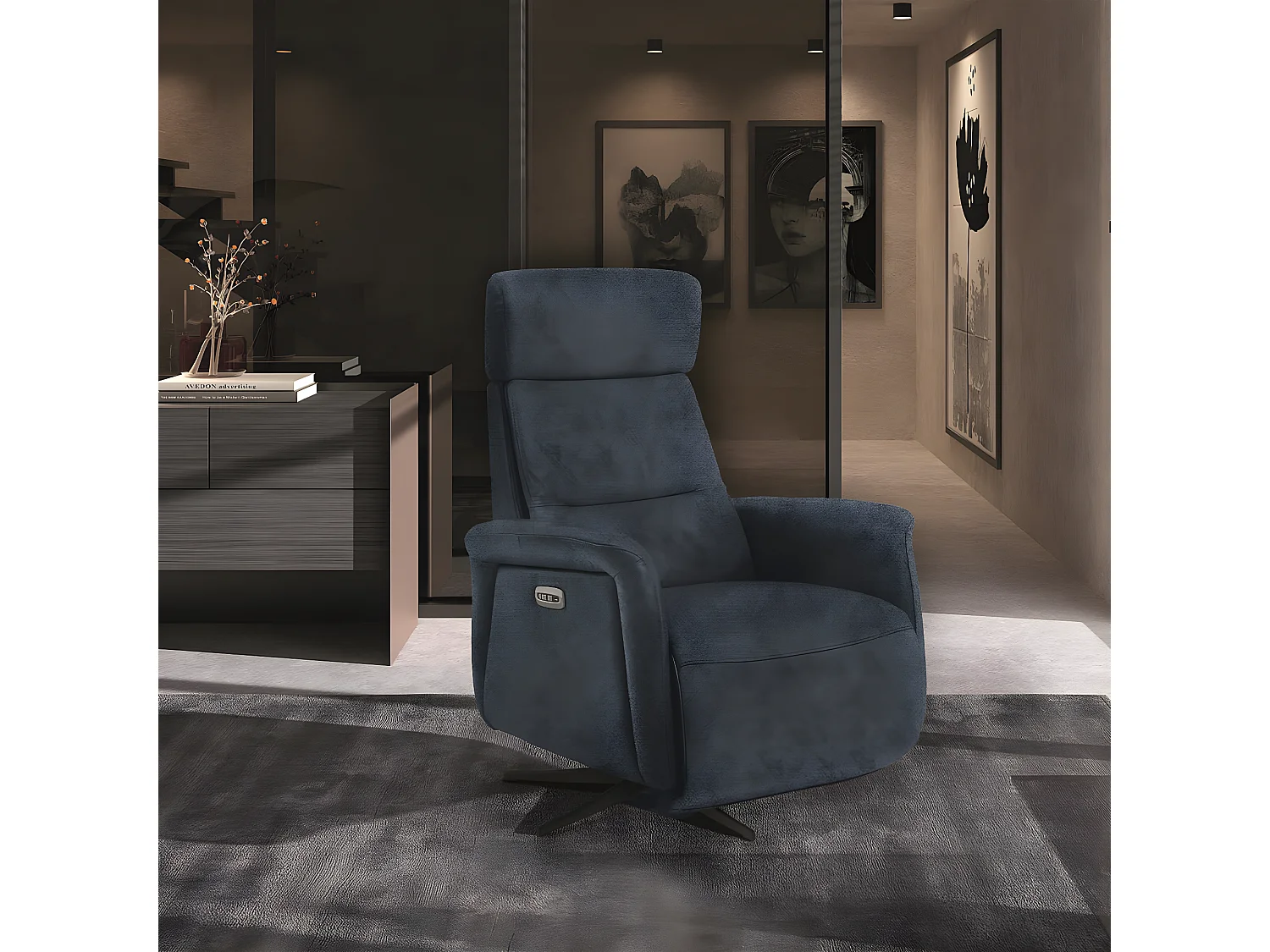 NAZARE - Fauteuil Relax Electrique Microfibre Bleu