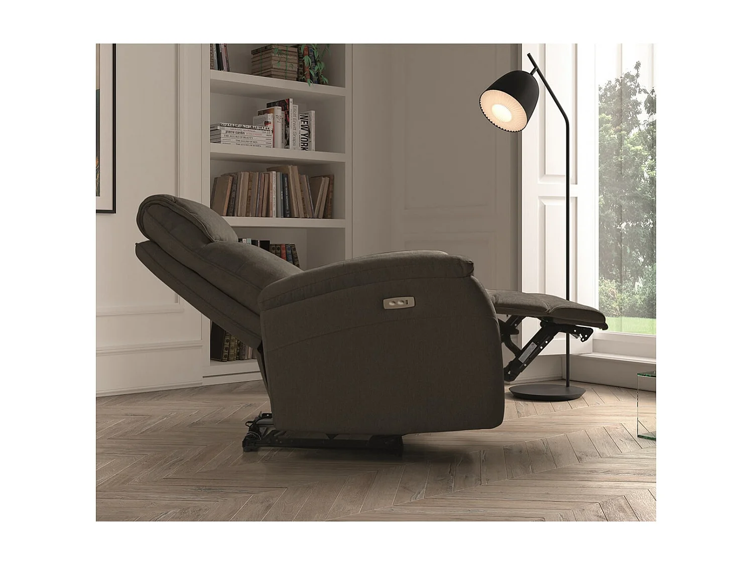 SARAGOSSE - Fauteuil Electrique Tissu Polyester Gris