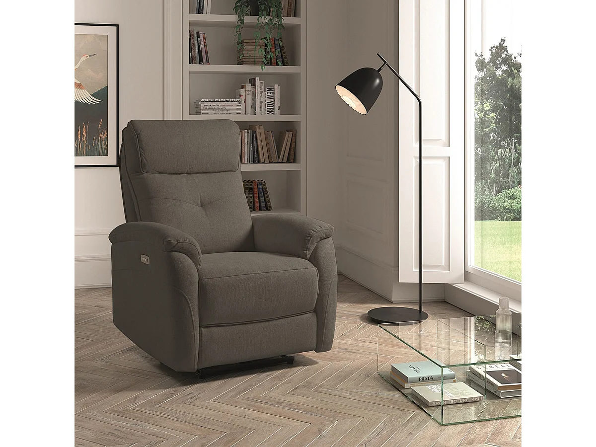 SARAGOSSE - Fauteuil Electrique Tissu Polyester Gris