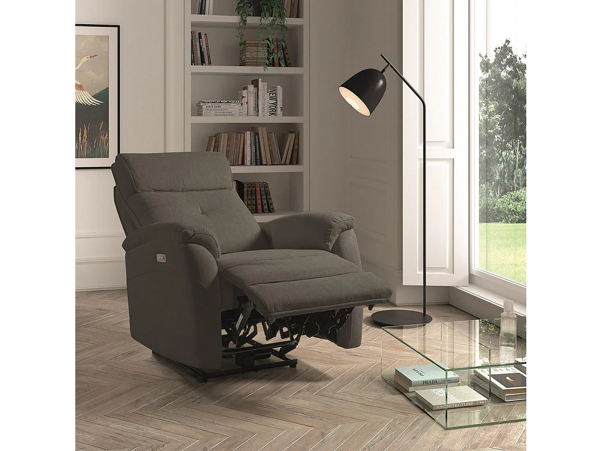 SARAGOSSE - Fauteuil Electrique Tissu Polyester Gris