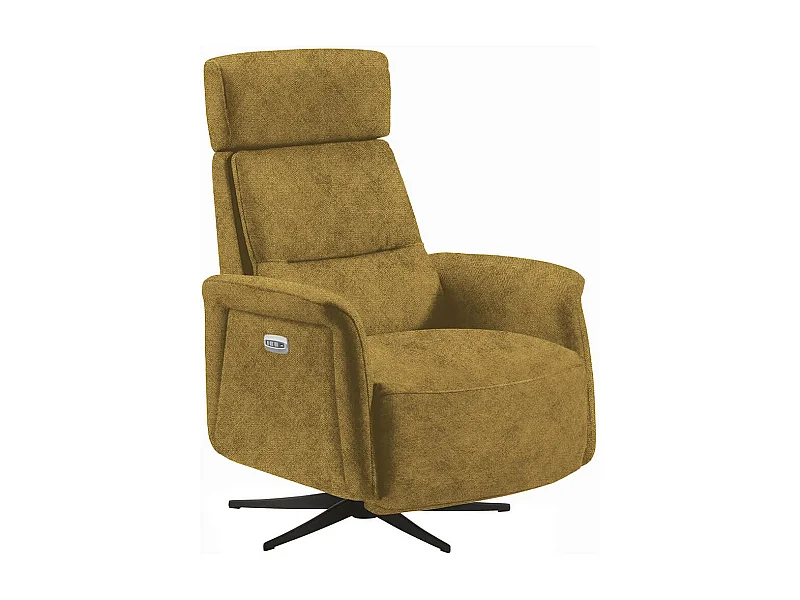 NAZARE - Fauteuil Relax Electrique Microfibre Moutarde