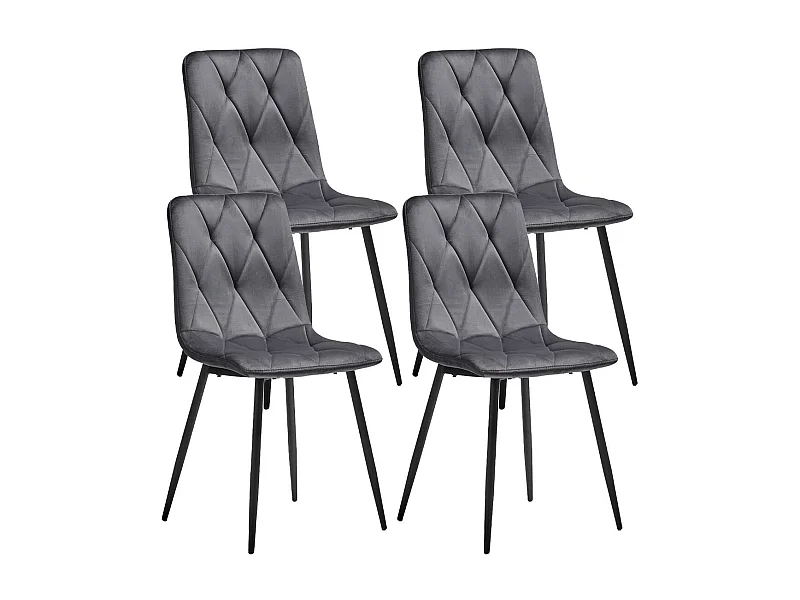 CARINE - Lot de 4 Chaises Capitonnées Grises Pieds Bois