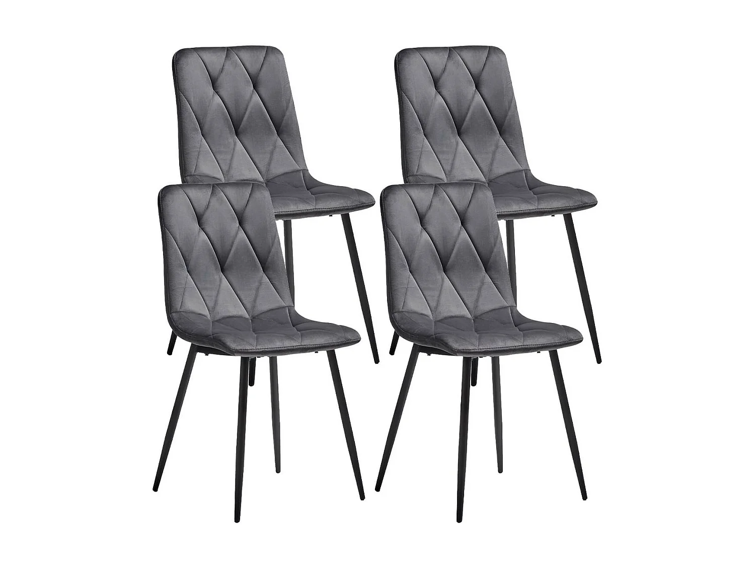 CARINE - Lot de 4 Chaises Capitonnées Grises Pieds Bois