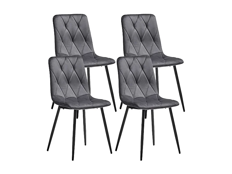 CARINE - Lot de 4 Chaises Capitonnées Grises Pieds Bois