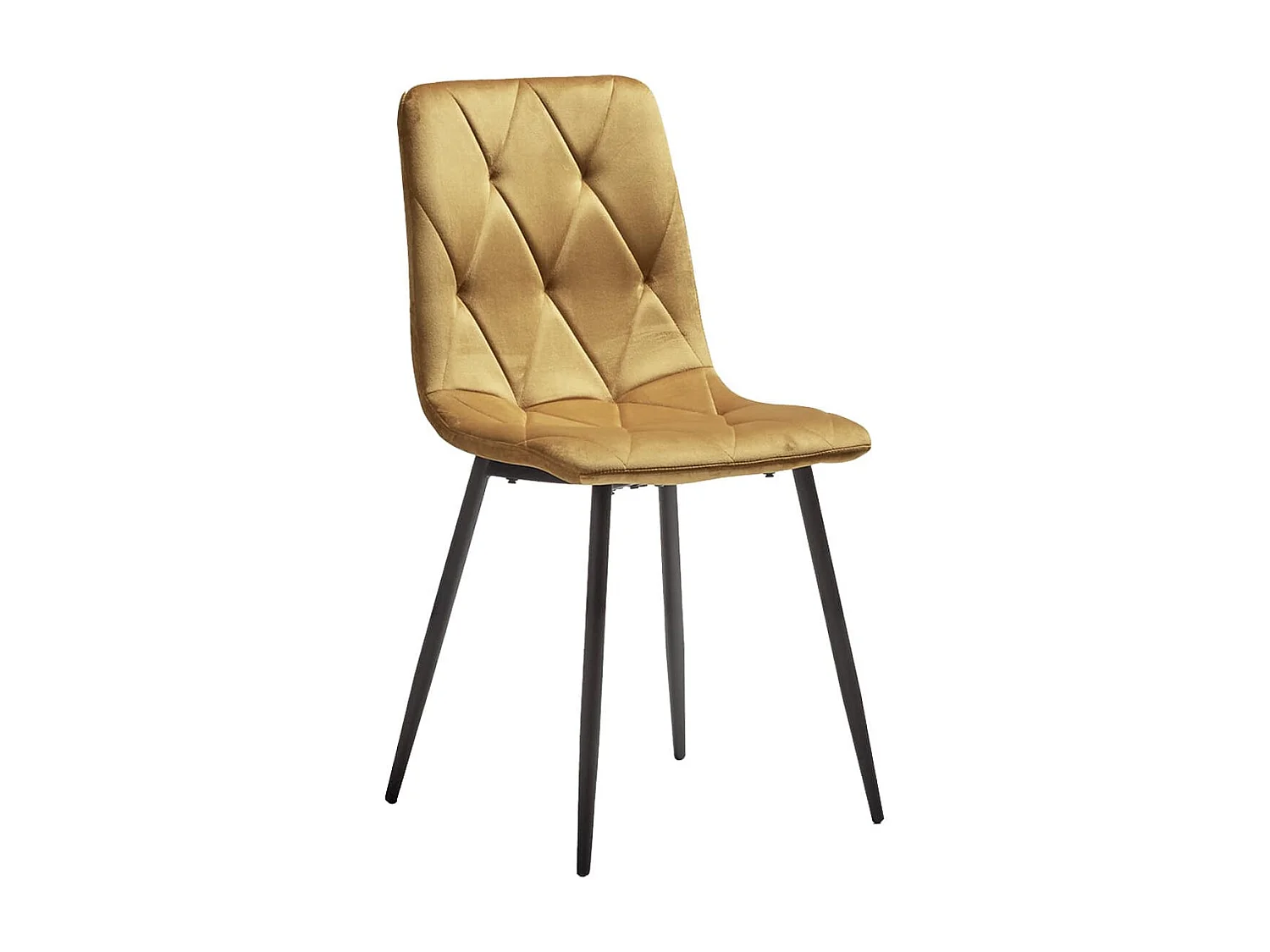 CARINE - Lot de 4 Chaises Capitonnées Jaune Pieds Bois