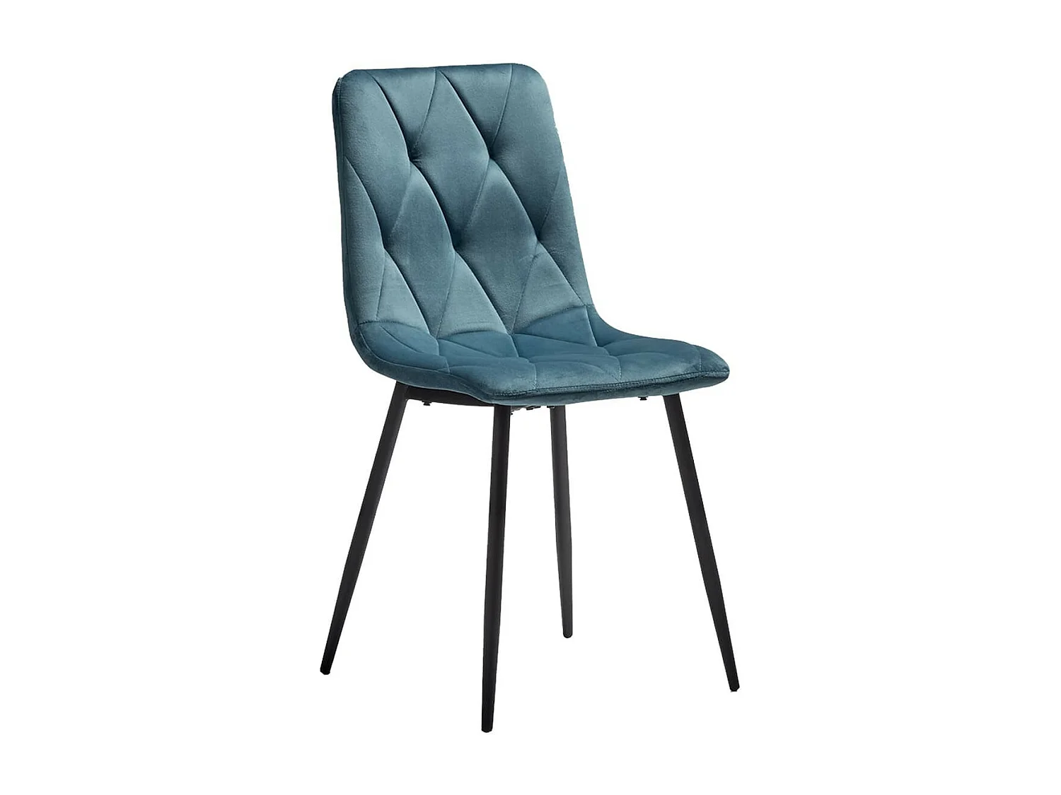 CARINE - Lot de 4 Chaises Capitonnées Bleues Pieds Bois