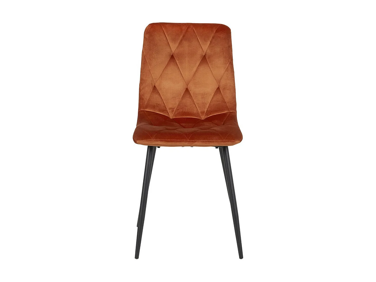 CARINE - Lot de 4 Chaises Capitonnées Orange Pieds Bois