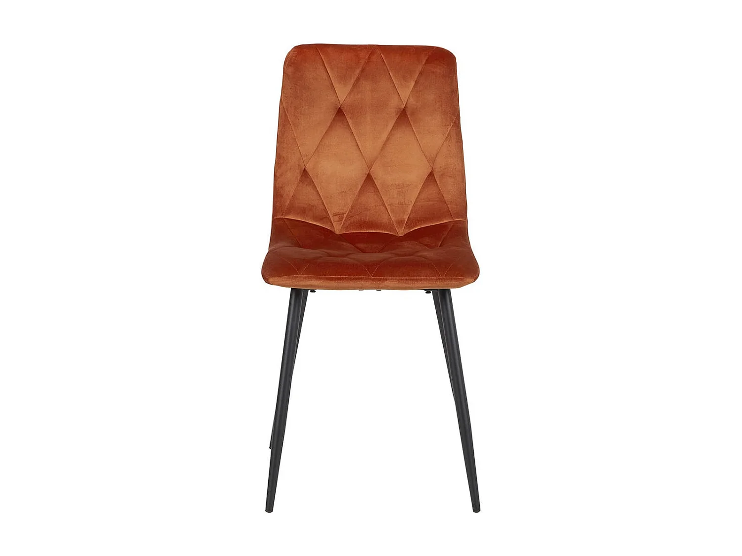 CARINE - Lot de 4 Chaises Capitonnées Orange Pieds Bois