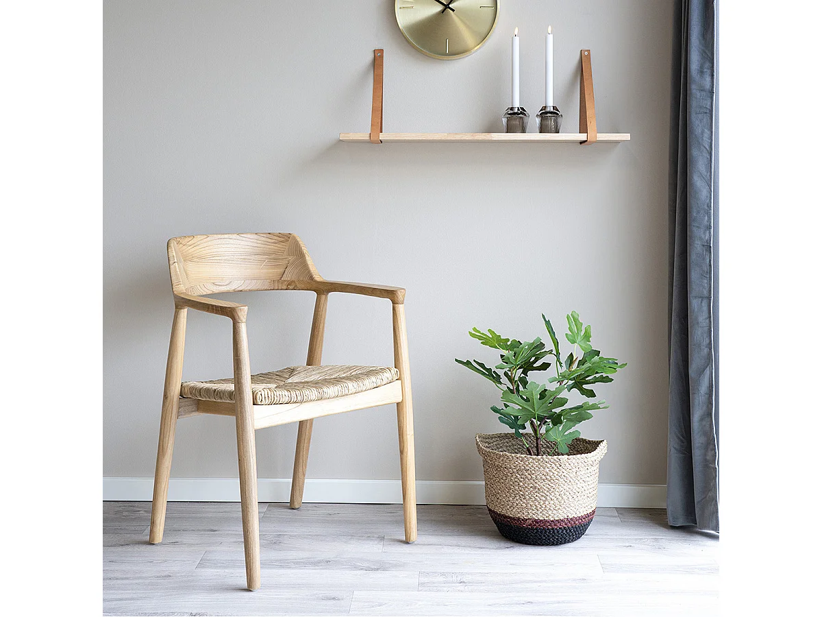 VANCOUVER - Lot de 6 Chaises en Bois de Sungai et Assise en Paille Naturelle