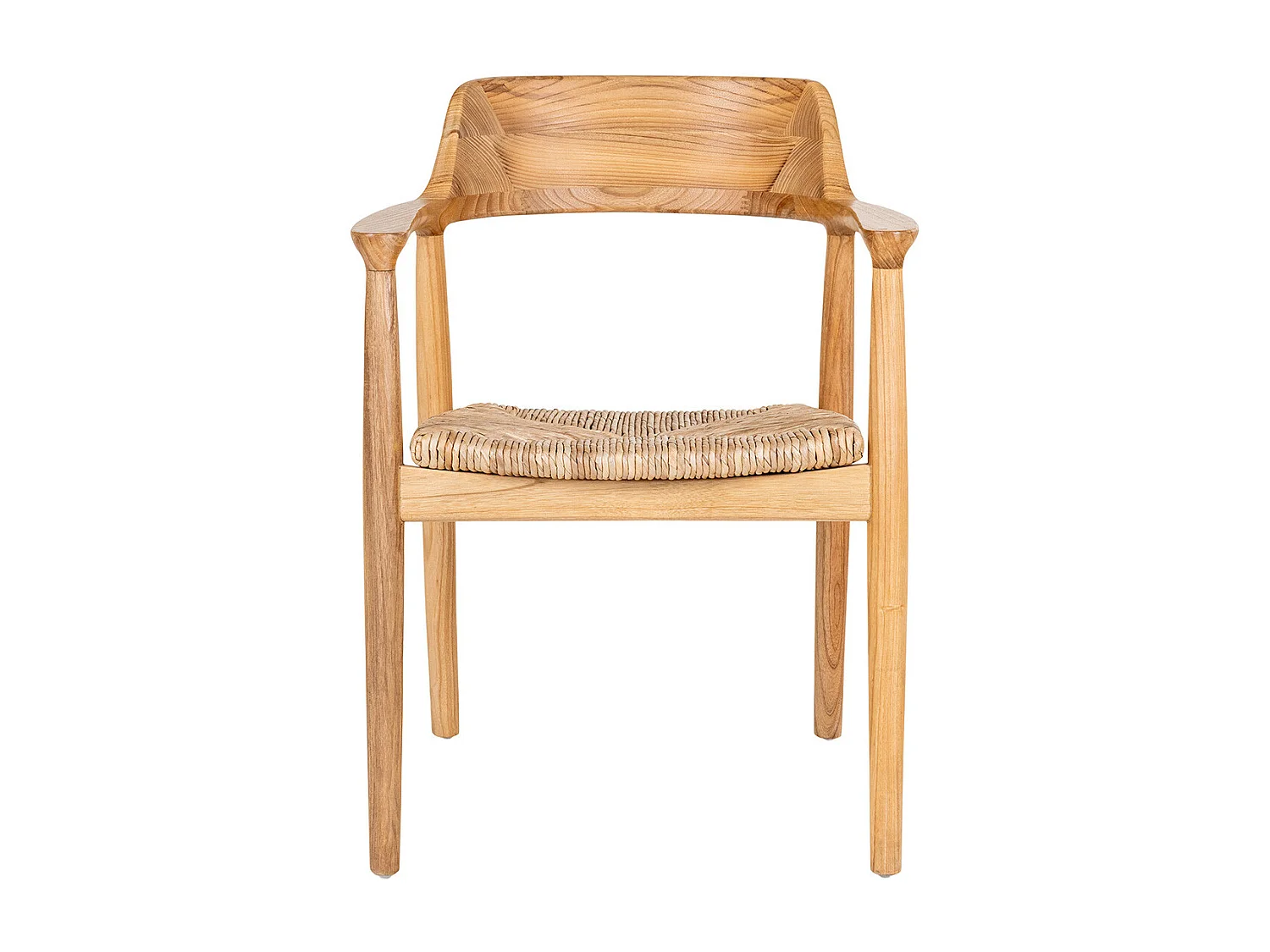 VANCOUVER - Lot de 6 Chaises en Bois de Sungai et Assise en Paille Naturelle