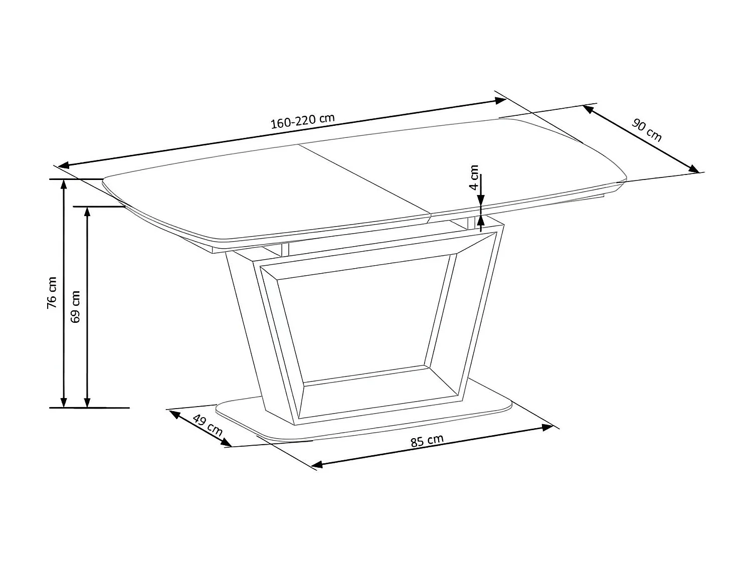 Tavolo da pranzo Blacky (90x220)