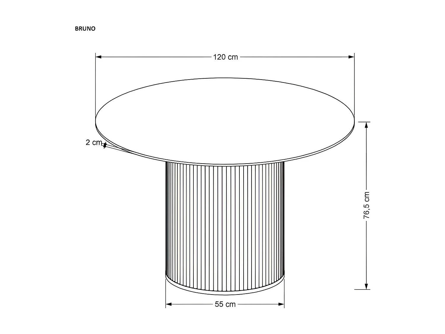 Tavolo da pranzo Bruno (o120)/Ceramica/Legno massello/Design in marmo/Bianco e marrone