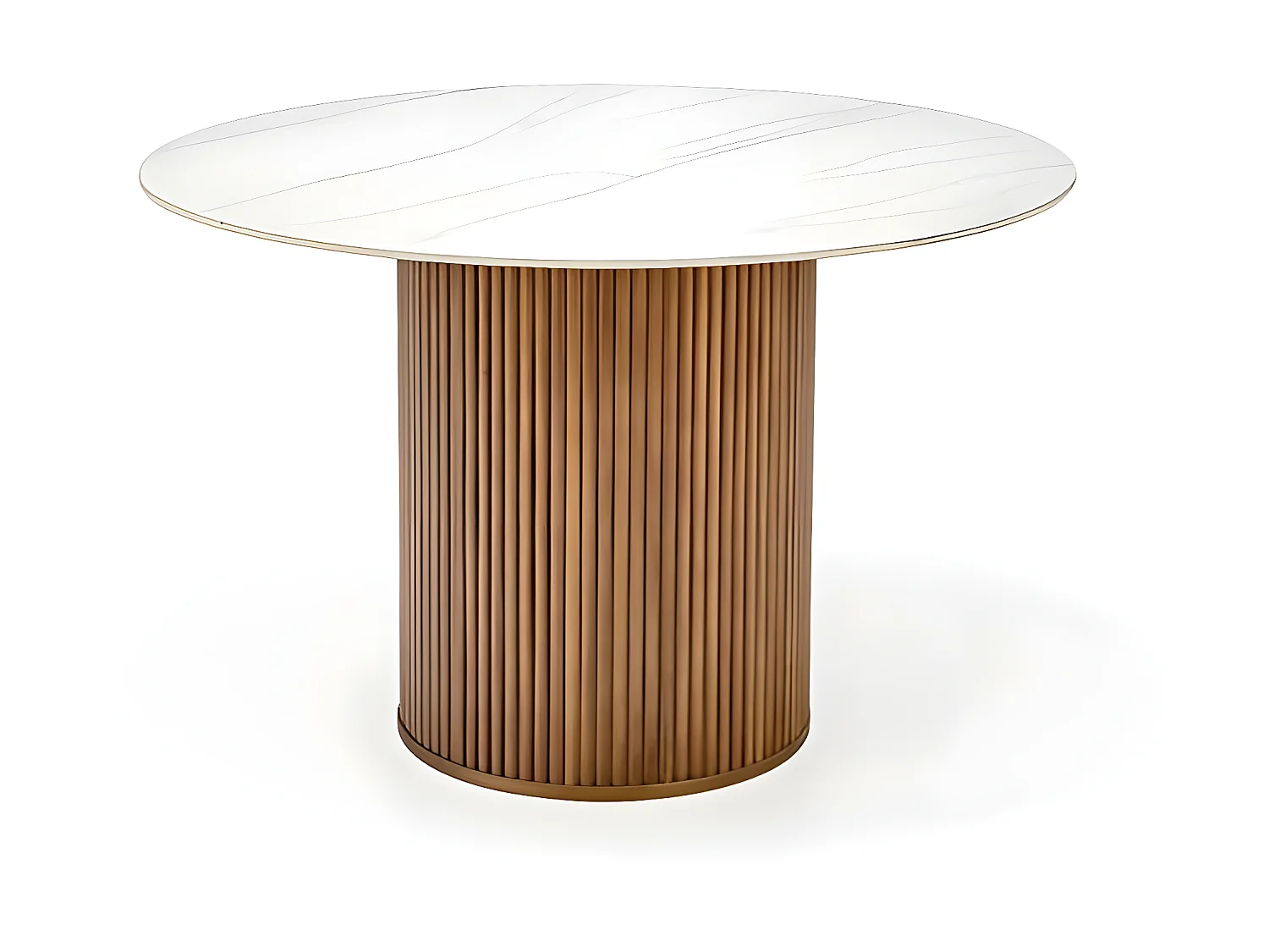 Tavolo da pranzo Bruno (o120)/Ceramica/Legno massello/Design in marmo/Bianco e marrone