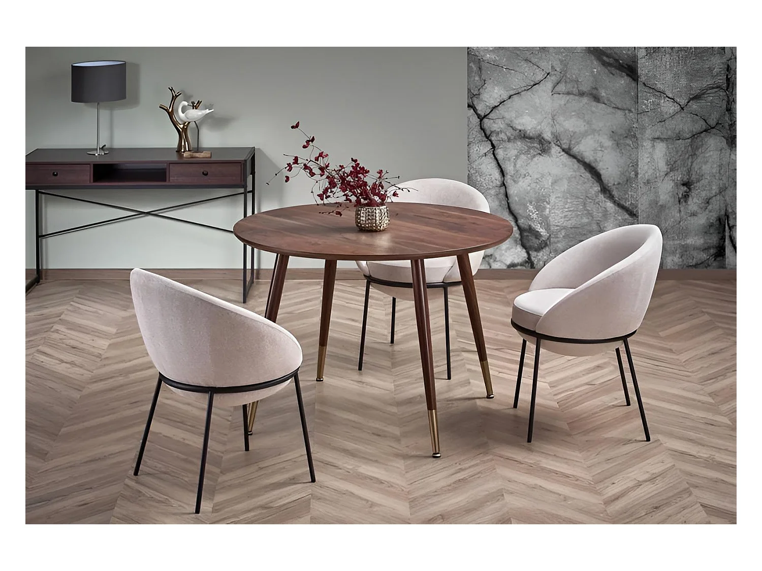 Table à manger Domenica (O100)/MDF/Ronde/Marron