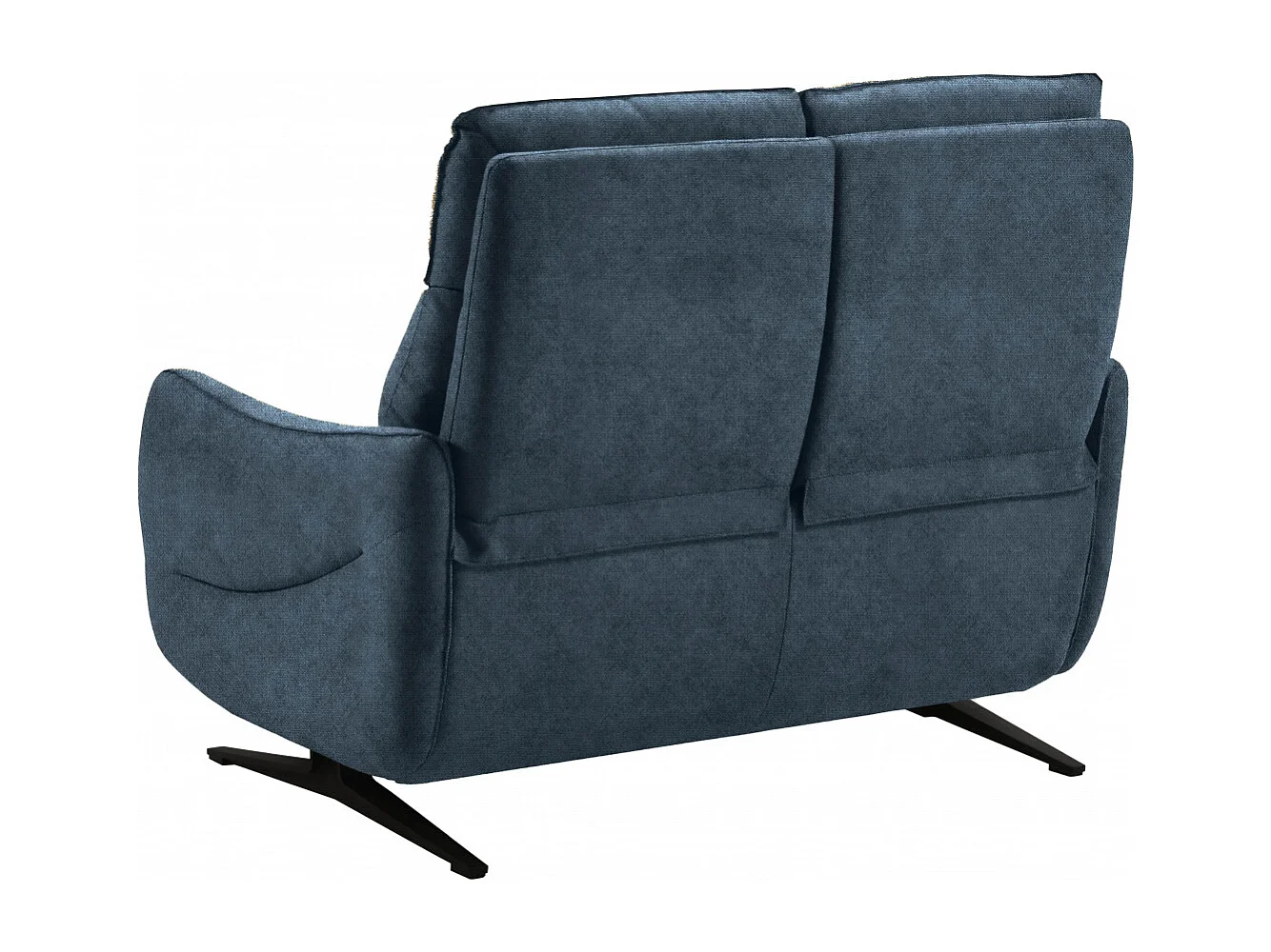 LISBOA - Canapé Fixe 2 Places Tissu Bleu Pieds Métal