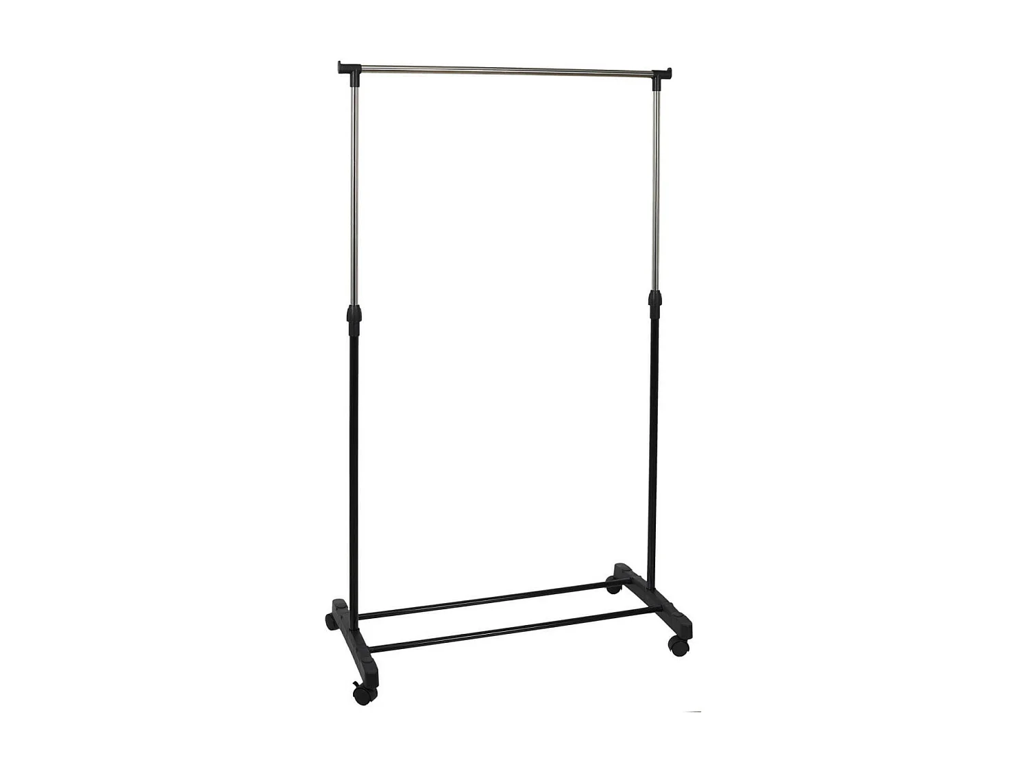 VICKY - Portant Simple Réglable à Roulettes Noir et Chrome