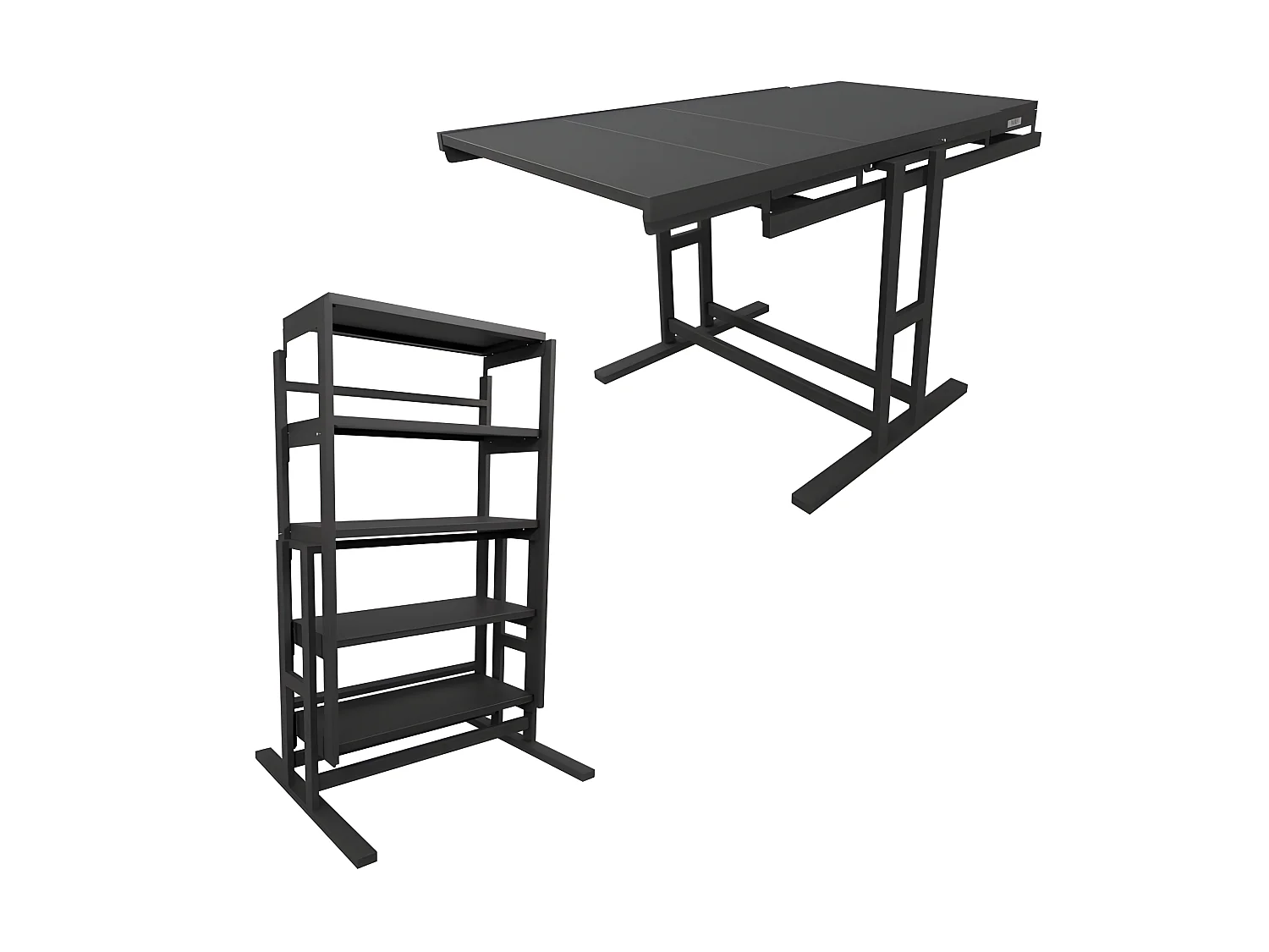 Etagère modulable (H125 x l78 x P62 cm) convertible en Table - style industriel