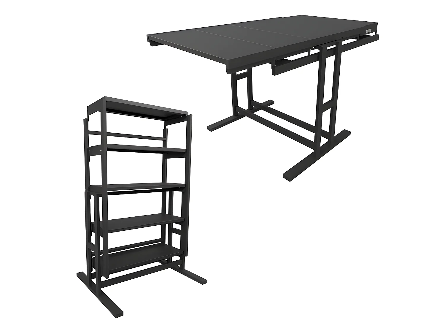 Etagère modulable (H125 x l78 x P62 cm) convertible en Table - style industriel