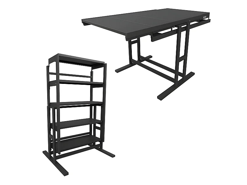 Etagère modulable (H125 x l78 x P62 cm) convertible en Table - style industriel