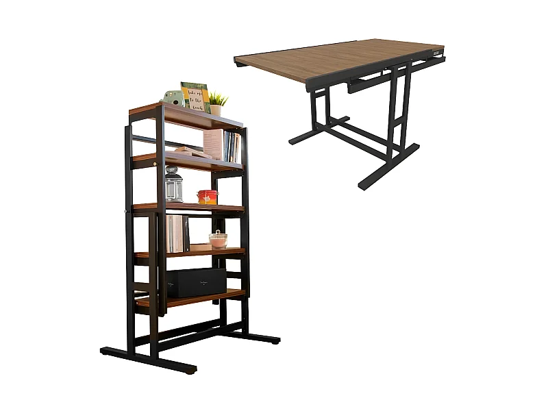 Etagère modulable (H125 x l78 x P62 cm) convertible en Table - style industriel