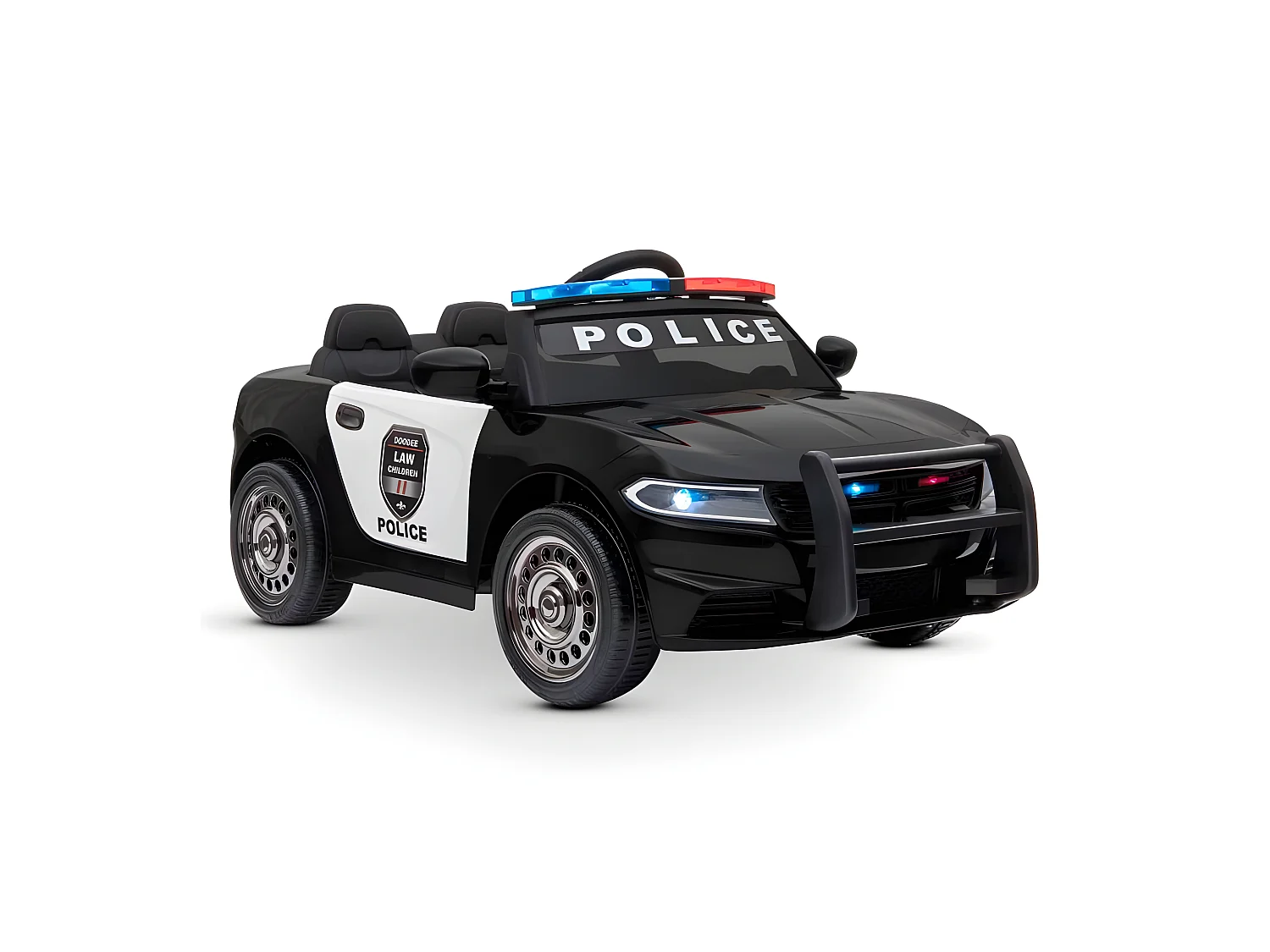 Voiture de police électrique 2x 30W - marche AV/AR, Gyrophares et Mégaphone