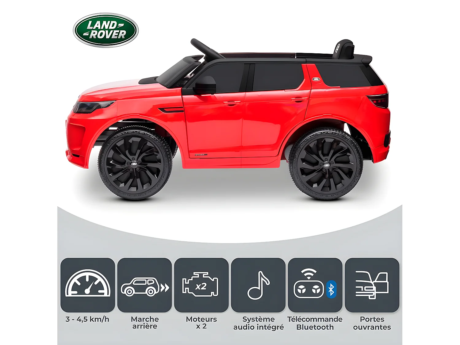 Voiture électrique SUV pour enfant Land Rover Discovery 2x 25W - marche AV/AR, Phares et Système audio