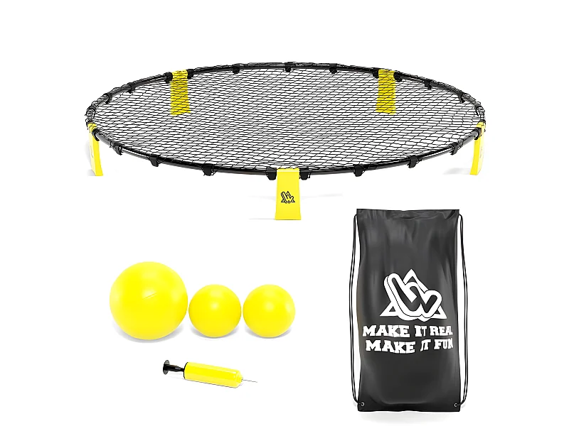 Set de Smashball jaune 90cm avec 3 ballons, une pompe et un sac de transport