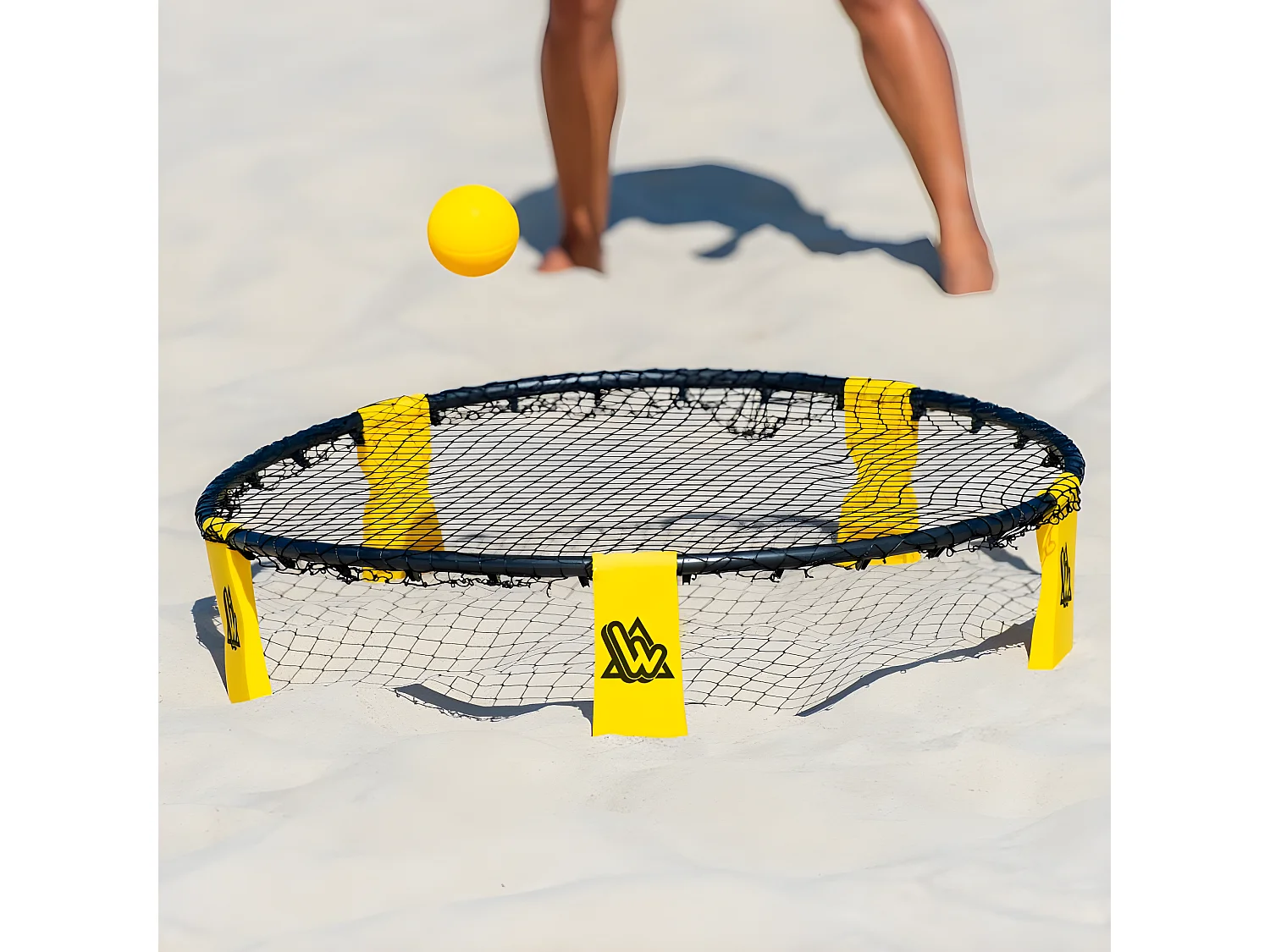 Set de Smashball jaune 90cm avec 3 ballons, une pompe et un sac de transport