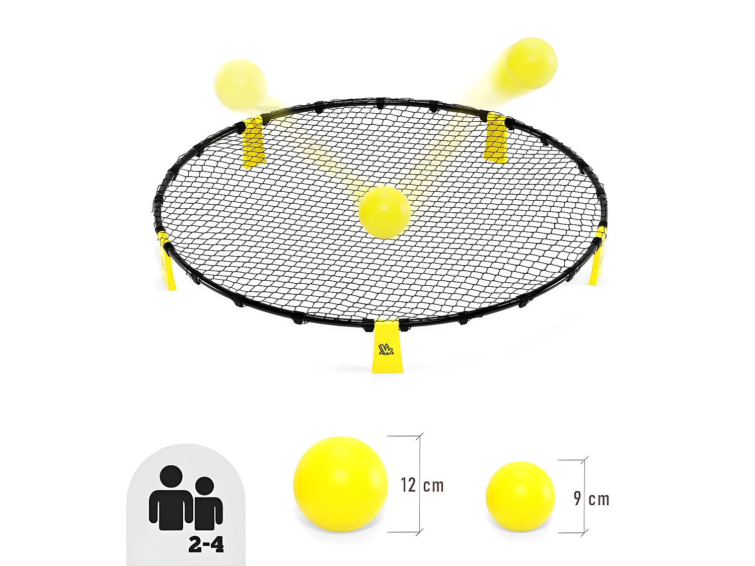 Set de Smashball jaune 90cm avec 3 ballons, une pompe et un sac de transport